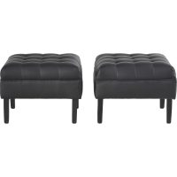 SET POUFS WOOD PU PATA NEGRA